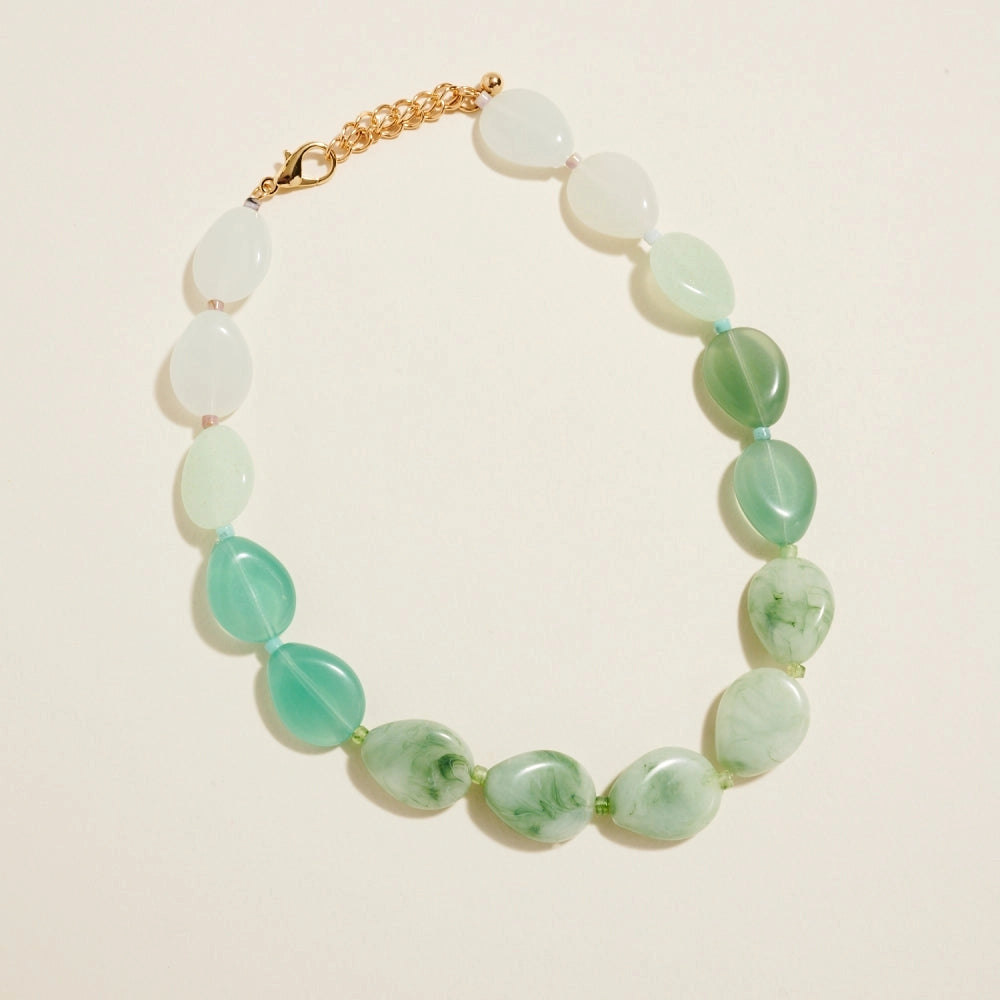 Turquoise 17.5 Inch Chunky Marbled Bead Necklace