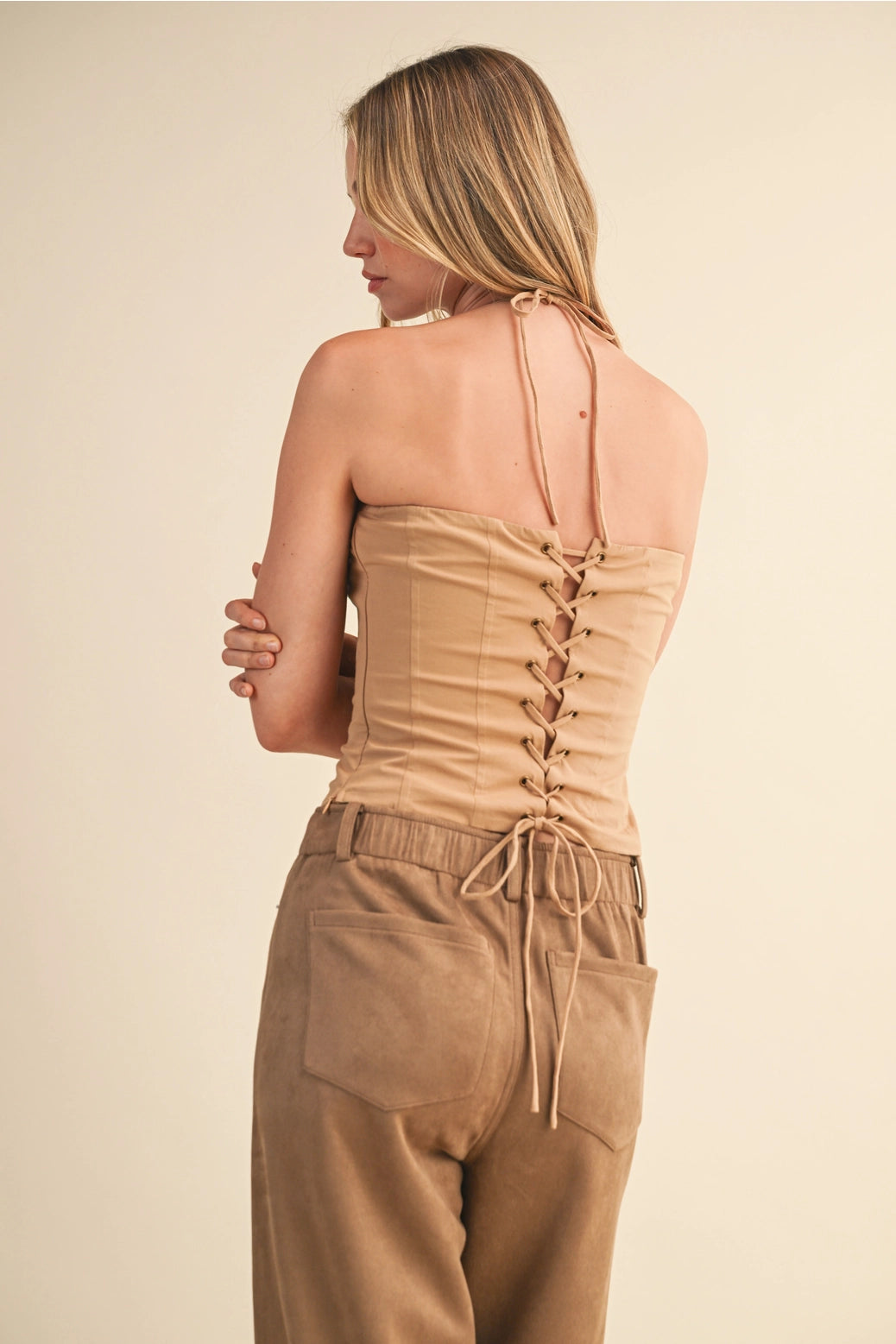 Beige Western Floral Corset Top (1 SMALL)