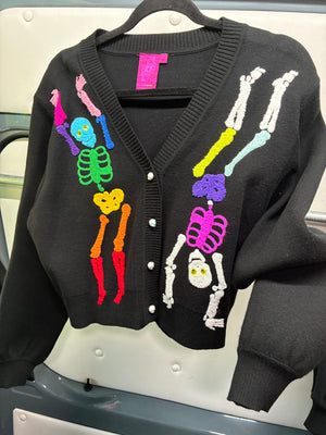 Queen of Sparkles Rainbow Dancing Skeleton Cardigan