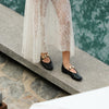 Dolce Vita Relan Black Leather and Gold Flats