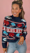 Queen of Sparkles Vintage Football Helmet Stripe Sweater