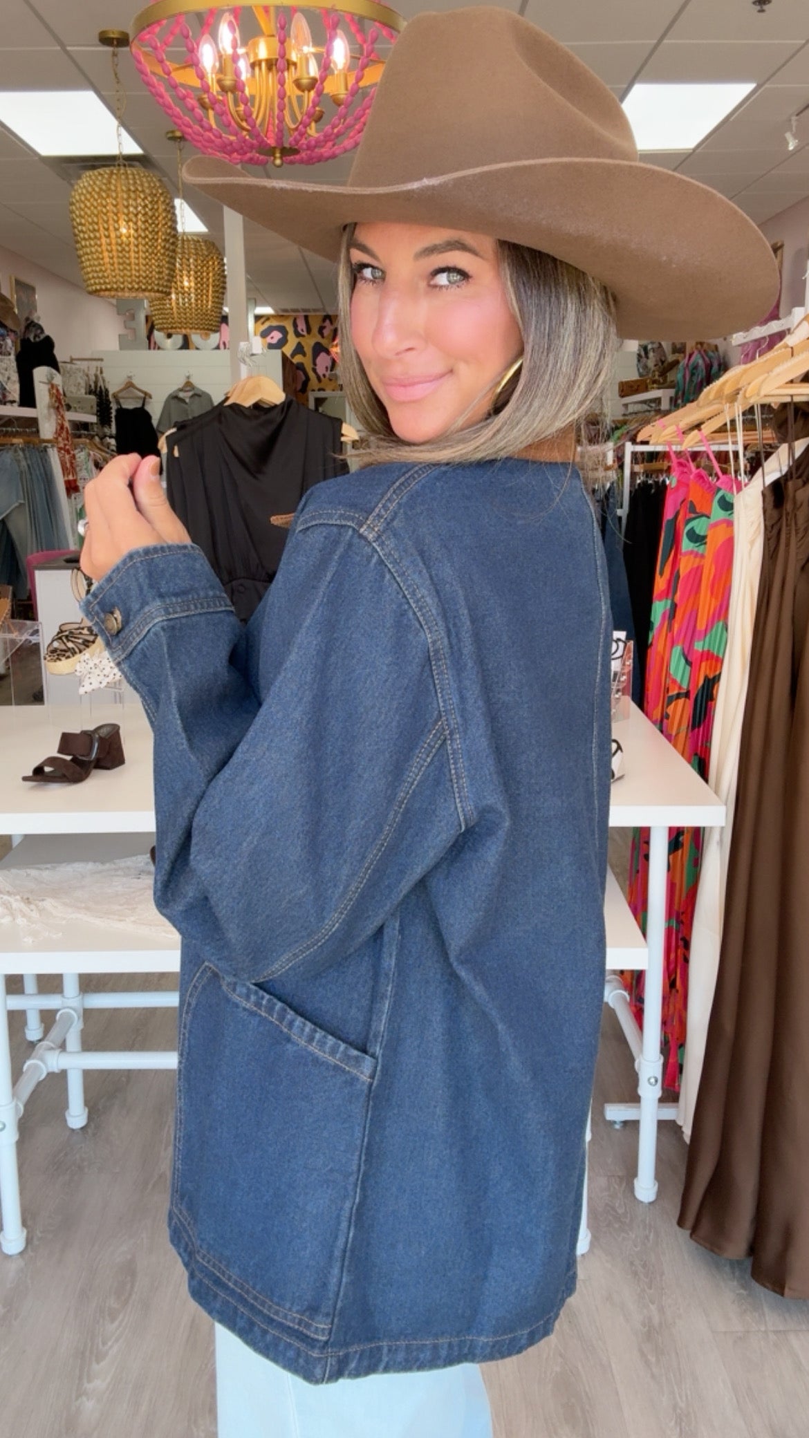 Rylee+Cru | Denim Barn Jacket in Dark Indigo