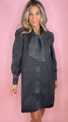 FRNCH Aubepine Black Denim Tie Front Dress