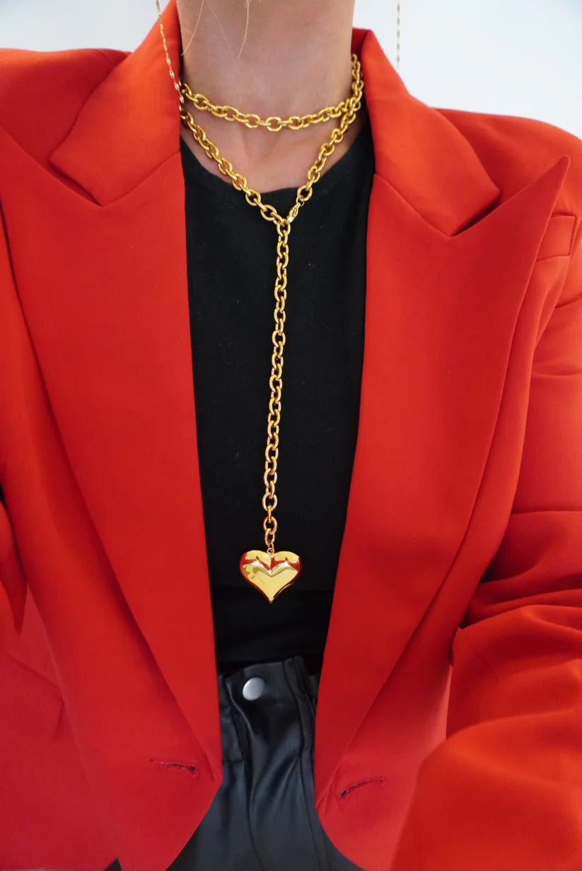 Chansuttpearls | Wrap Around XL Heart Necklace in Gold