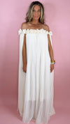 Ivory Pleat Rose Trim Cape Maxi (M/L)