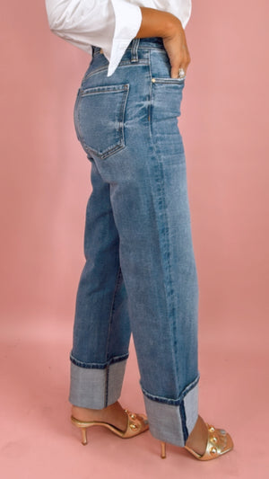 KUT Sienna Straight Leg Rolled Hem in Love Wash