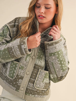 Olive Bandana Puff Jacket