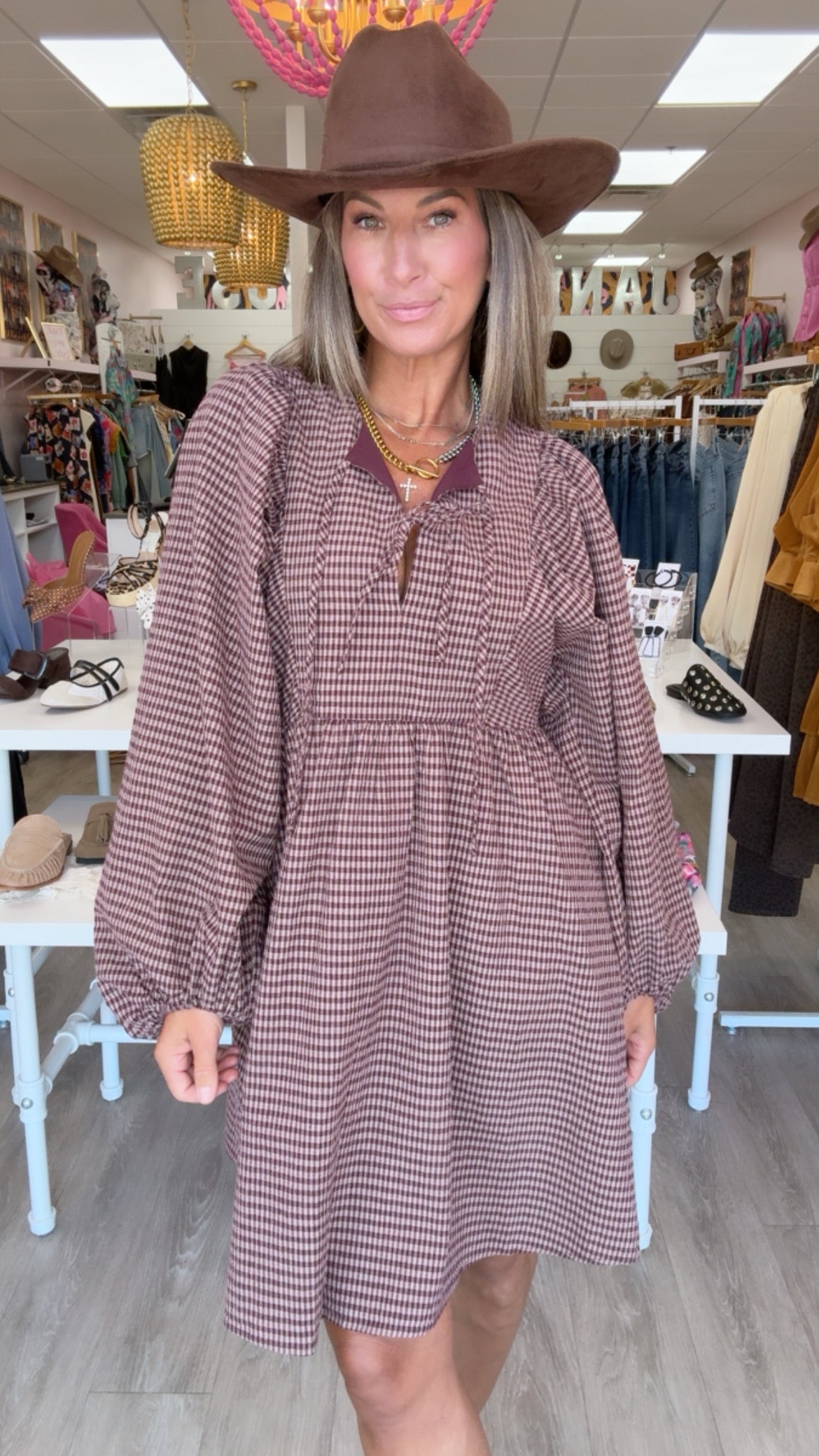 FRNCH | Maroon Plaid Kiyo Dress