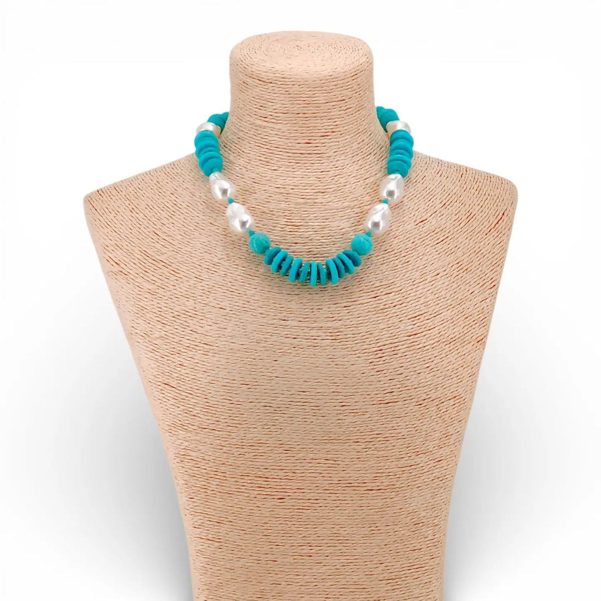 Beaded Turquoise & Pearl Necklace