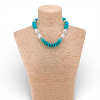 Beaded Turquoise & Pearl Necklace