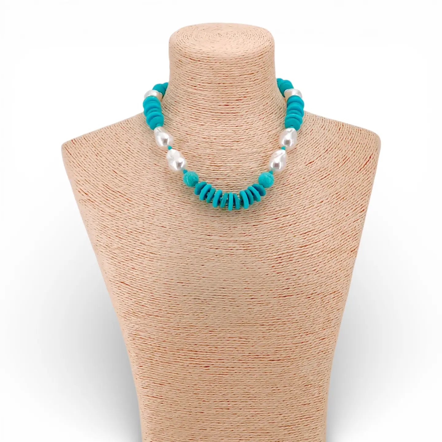 Beaded Turquoise & Pearl Necklace