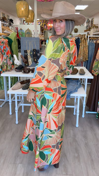 Karlie | Floral Puff Sleeve Maxi Dress w/ Belt