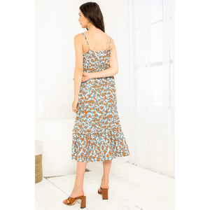 THML Blue Animal Print Midi Dress