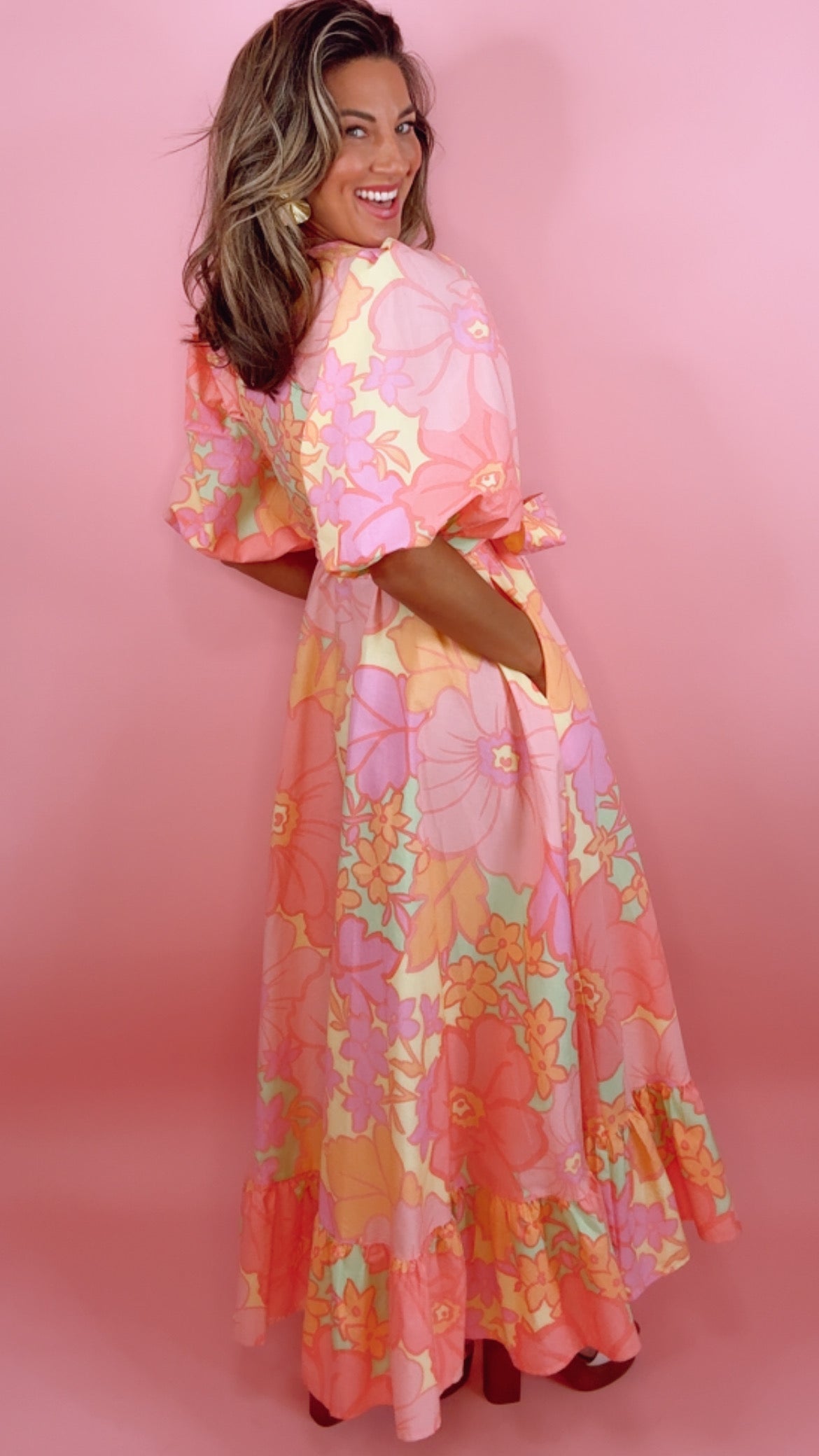 Karlie | Big Floral Pastel Maxi w/ Ties