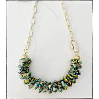 Black Multi Glass Bead Paperclip Necklace