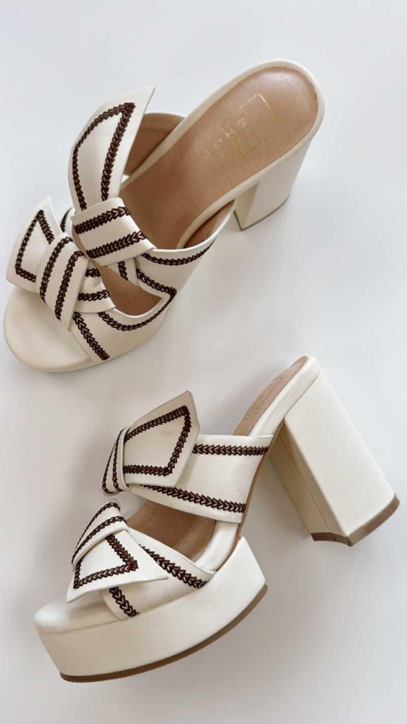 Shushop Honey Platform Heeled Sandal in Bone