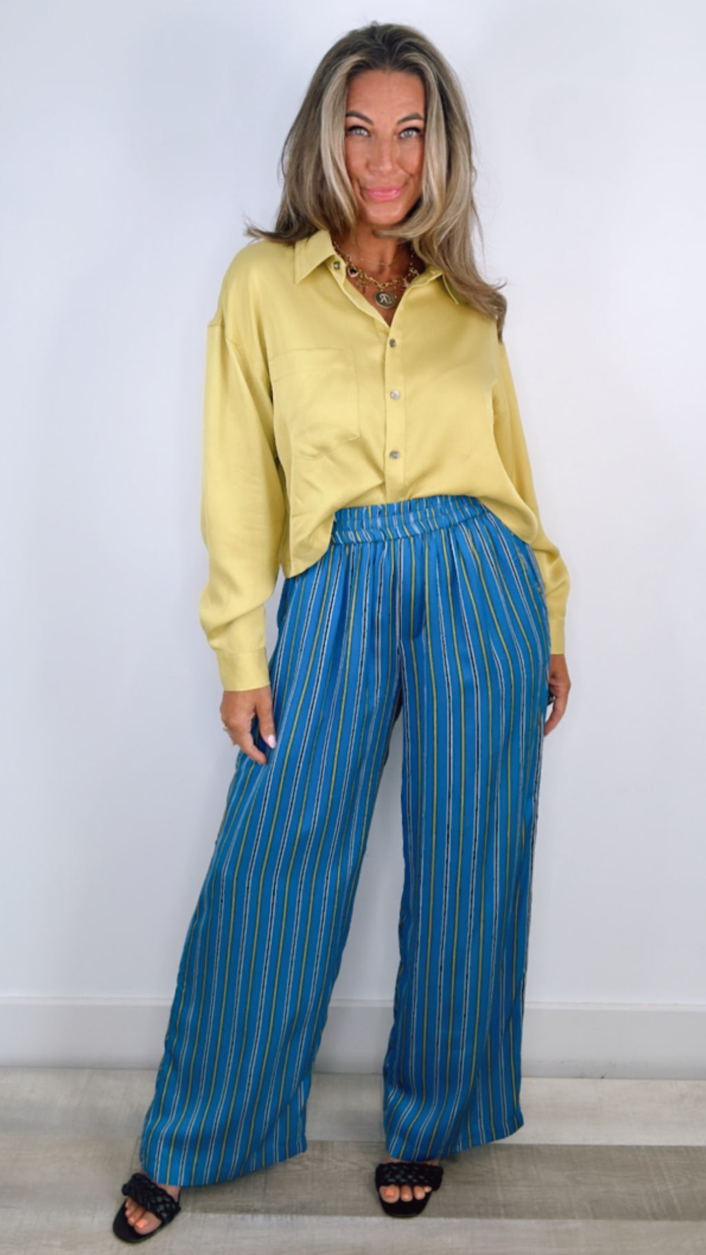 FRNCH Rani Blue Stripe Pants