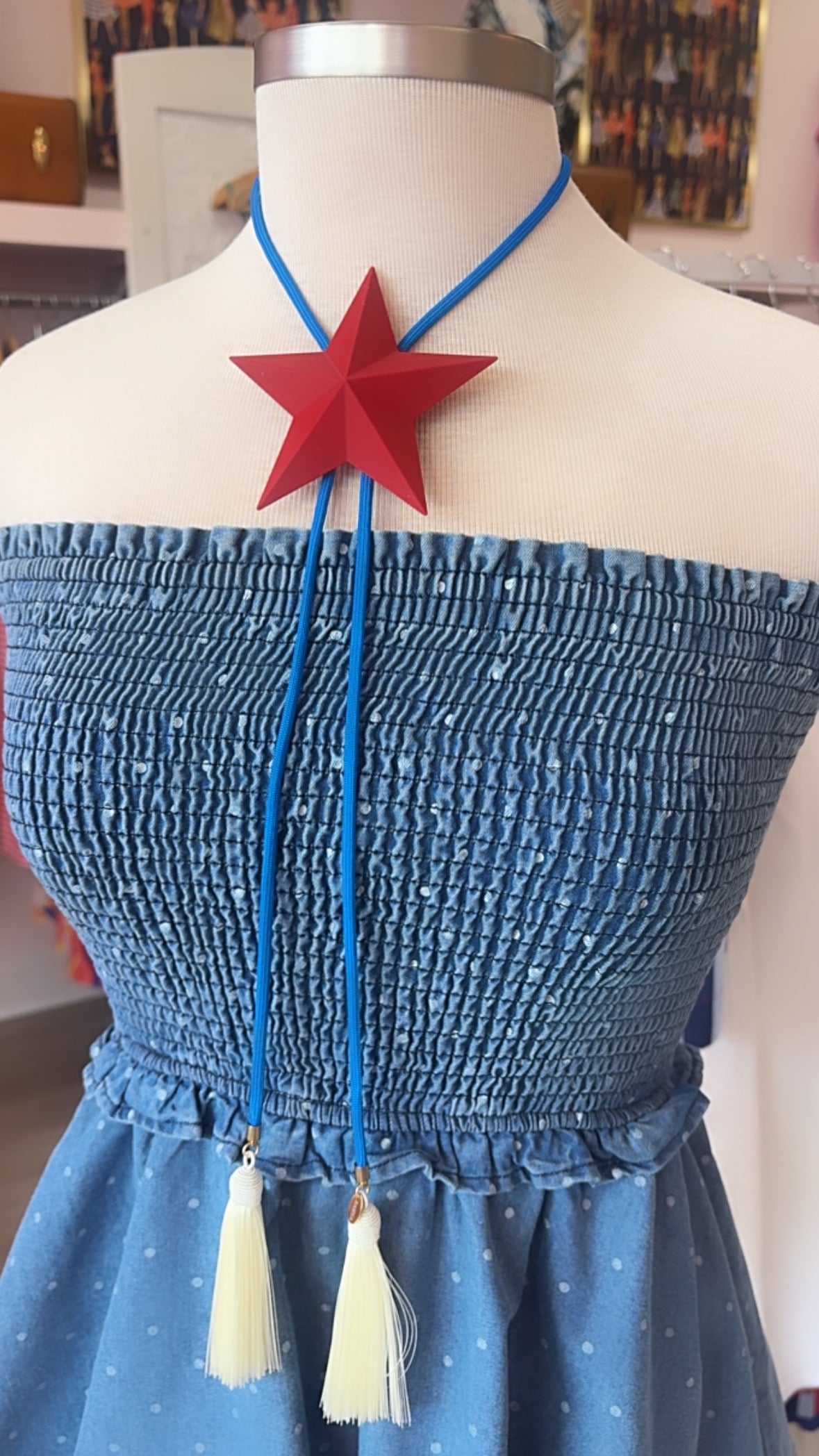 Lone Star Bolo Crimson with Ocean Blue & Ivory Tassel