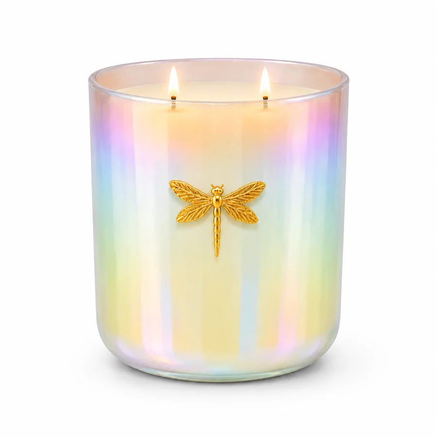 Dragonfly | Gia Iridescent White Candle | Tuscan Vanilla