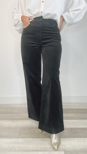 Dear John Audrey Black Hi Rise Velveteen Wide Leg Pants (1 SIZE 27)