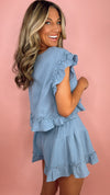 Denim Blue Ruffle Trim Set
