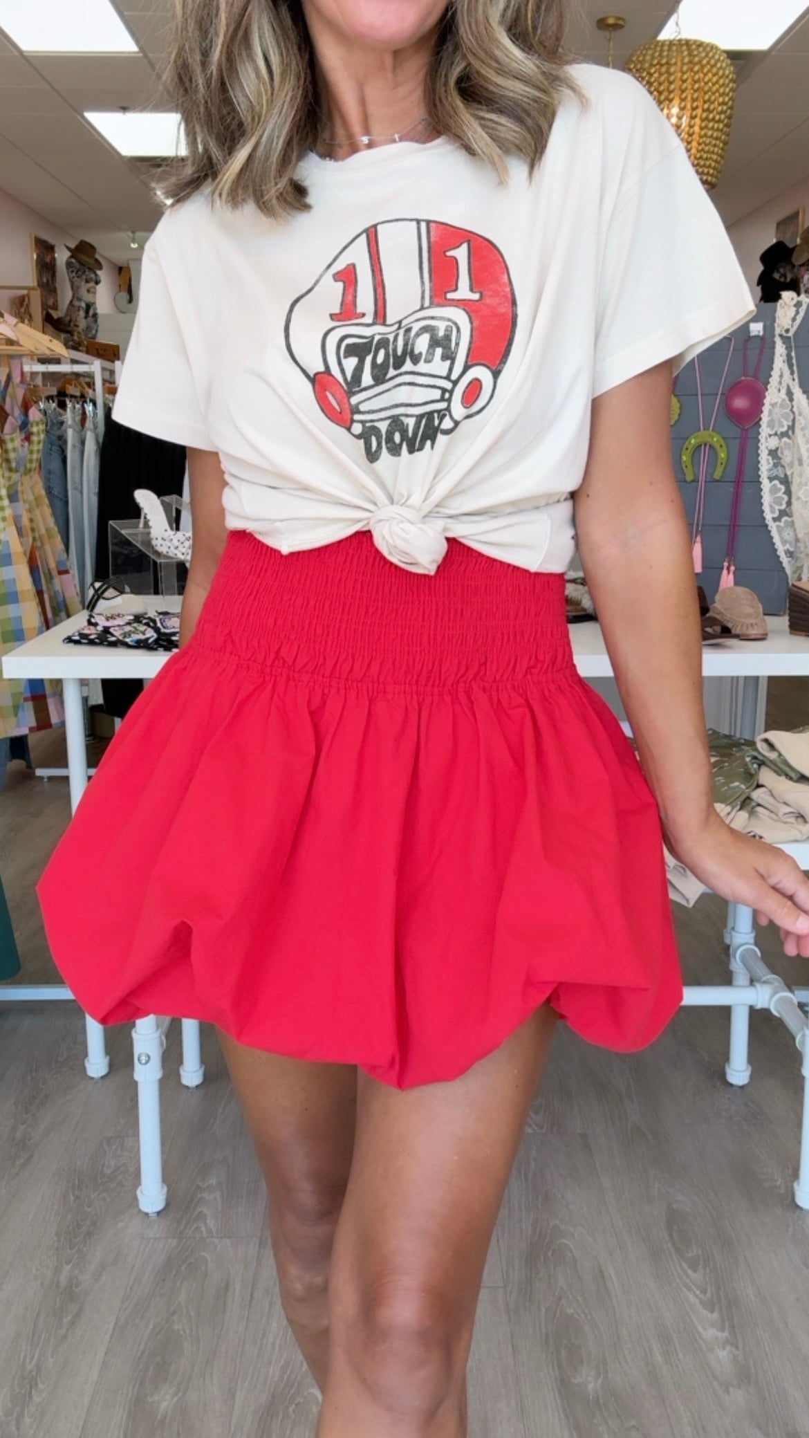 Karlie | Red Smocked Bubble Skort