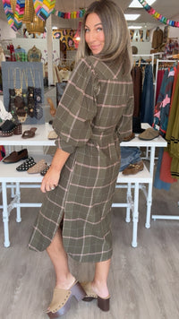 Ivy Jane | Green Plaid Triana Maxi Dress
