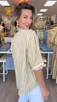 Ivy Jane | Golden Ribbon Embroidered Blouse (MEDIUM)
