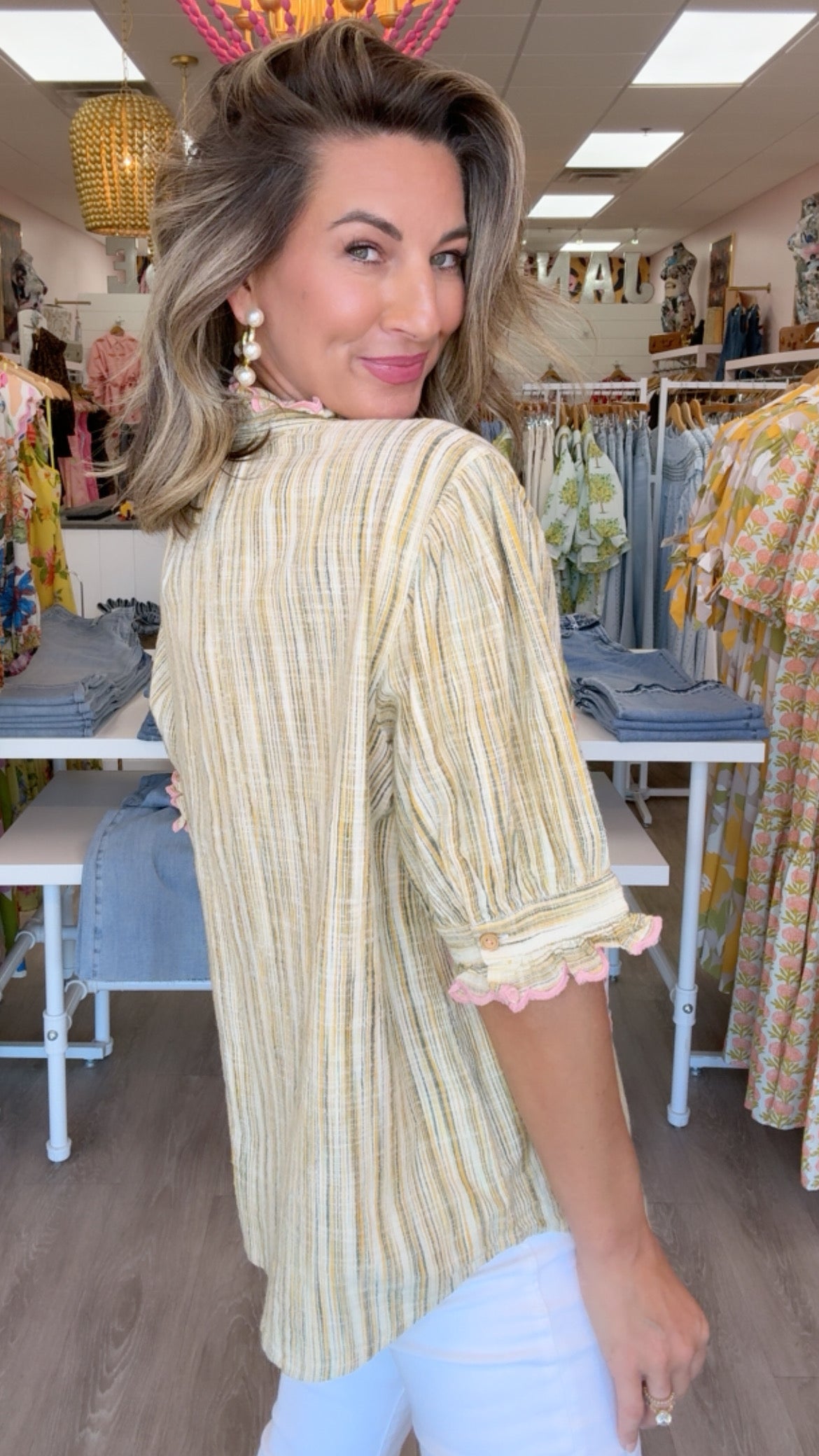 Ivy Jane | Golden Ribbon Embroidered Blouse (MEDIUM)