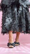 Black Halter 3D Circle Tiered Midi Dress