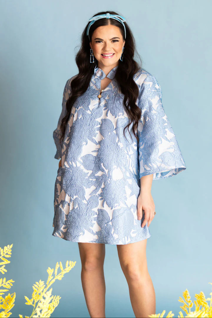 Brianna Cannon Powder Blue Floral Caftan