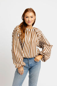 Karlie | Stripe Menswear Poplin Bubble Top