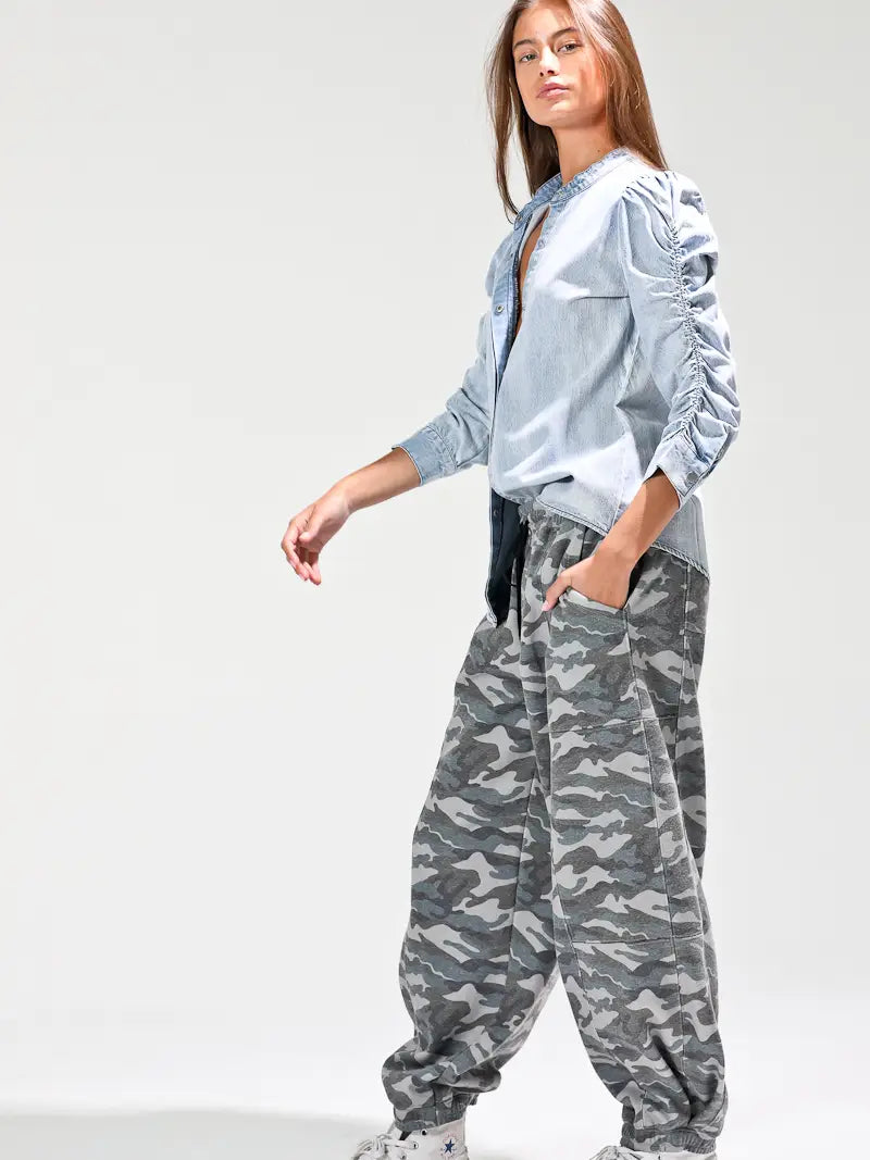 Camo Green Washed Barrel Jogger (1 LARGE)