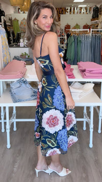 Dress the Population | Carlita Navy Floral Midi