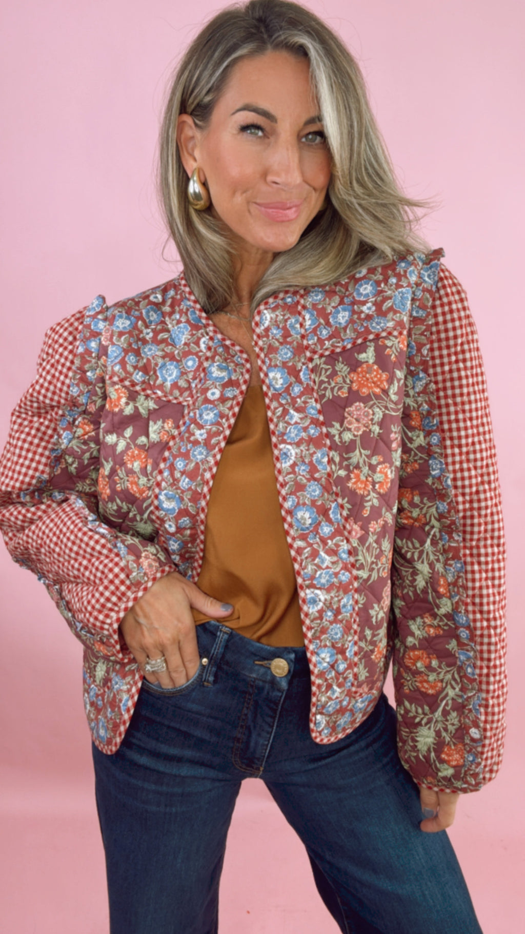 Burgundy Multi Quilted Jacket