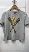 Queen of Sparkles Grey and Gold Softball Tee (1 XL)