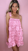 3D Fuchsia Floral Dress