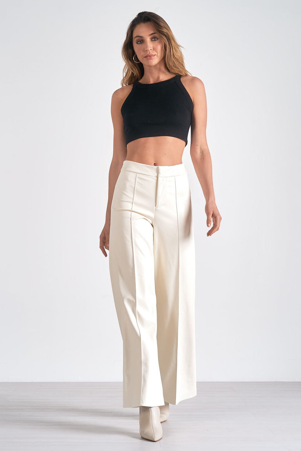 White Pleather High Waist Pants