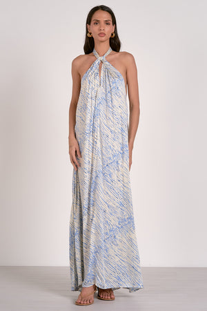 Blue Sahara Halter Maxi Dress