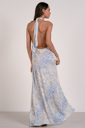 Blue Sahara Halter Maxi Dress