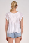 White Gauze Short Sleeve Frill Top