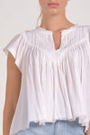 White Gauze Short Sleeve Frill Top