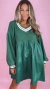 Hunter Green BabyDoll & Varsity Striped Dress