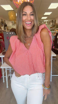 Karlie | Red Check Bubble Top