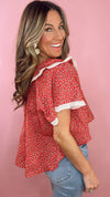 Free People Truly Yours Blouse in Red Combo