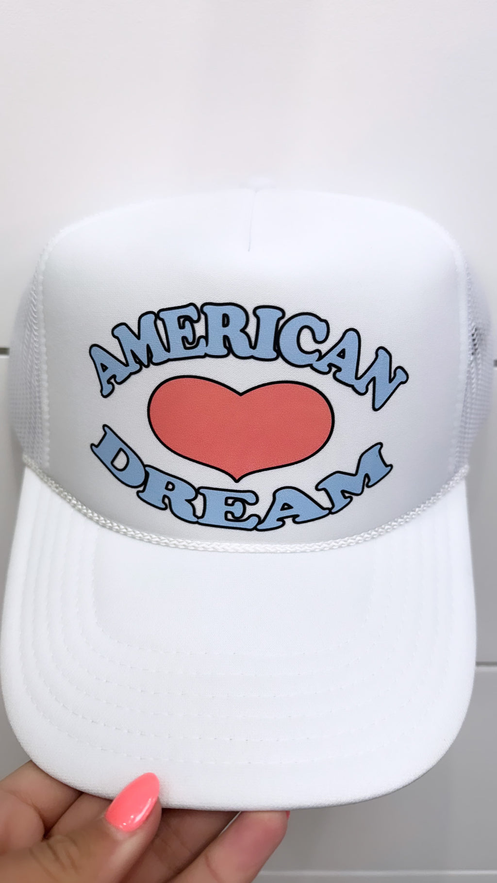 American Dream w/ Heart on White Trucker Hat