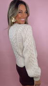 ASTR Cream Cathryn Embellished Cable Knit Cardigan