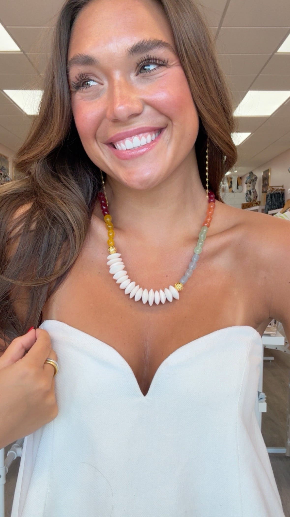 Multi Jade Nugget Bead Necklace
