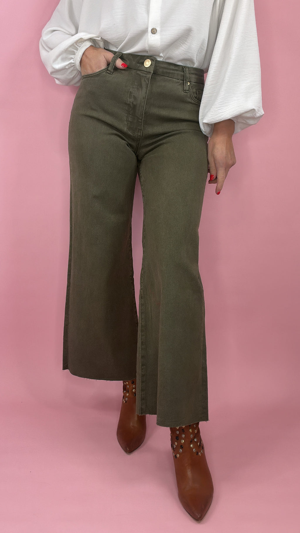 Kut Meg High Rise Wide Leg in Olive