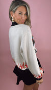 Queen of Sparkles Black Trim Collar Nutcracker & Candy Cane Button Up Cardigan